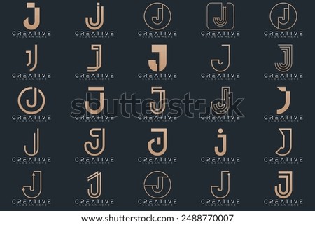 Mega logo collection, Abstract letter J logo design. icons for business	
