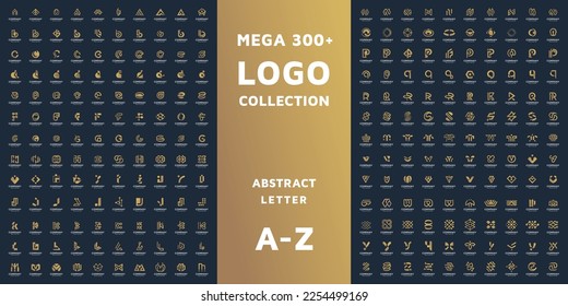 Mega logo collection, Abstract symbol design concept for branding with golden gradient. initial letter a to letter z monogram inspiration.