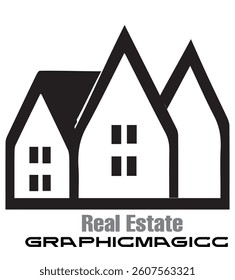 Mega logo collection building real estate logo design elements.real estate logohome business company logoReal Estate Company House Design SymbolHome property logo
A line art icon logo of a building