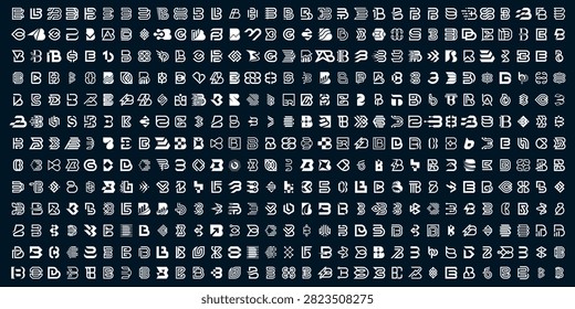Mega logo collection initial letter B abstract logo design. graphics icons for business technology internet real estate construction