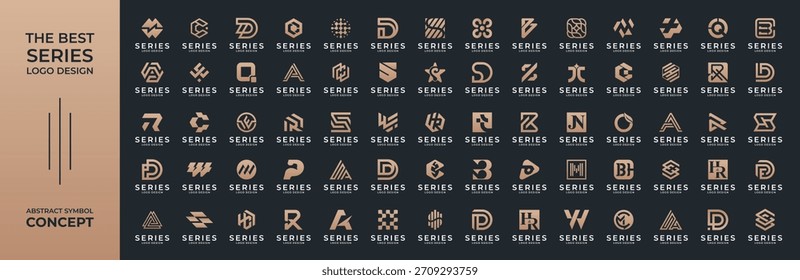 Logotipo de Mega colección de la a a la z, abstracto, inicial, alfabeto y letra para la marca comercial.