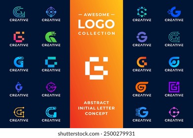 Mega logo collections of letter G tech logo design