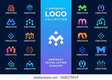 Mega logo collections of letter M tech logo design