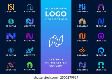 Mega logo collections of letter N tech concept