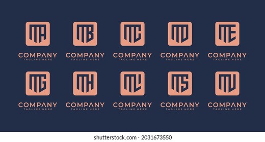 Mega logo monogram, initial, alphabet, and letter logo collection m and etc logo design templates.