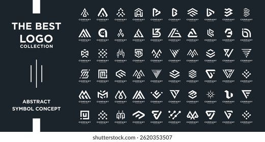 Mega logos collection, Abstract letter design concept for branding. Future shape logo usable for business, corporate and technology.