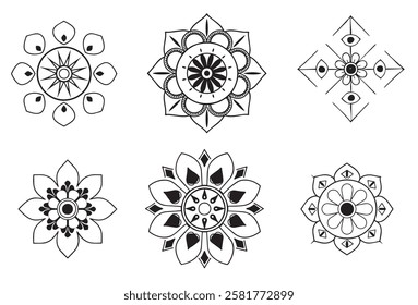 Mega mandala bundle for coloring book interior,Collection of geometrical mandalas. Boho ornament.