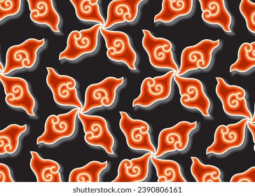 Mega Mendung motif, batik motif typical of West Java Indonesia, curved line pattern with cloud objects, with developments and various artistic colors, ethnics patterns textile asian wallpaper ornament