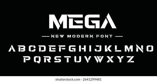 Mega Minimal modern logo alphabet fonts. Typography minimalist urban sana serif digital fashion future creative logos fonts. vector illustration 