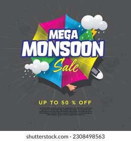 Mega monsoon sale unit. top view of a man walking under colorful umberalla