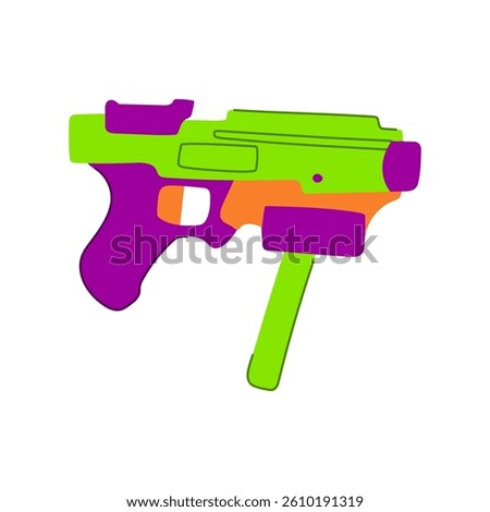 mega nerf gun toy cartoon. modulus zombie, accustrike vortex, nstrike hyper mega nerf gun toy sign. isolated symbol vector illustration