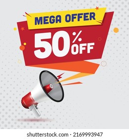 Llamada de mega oferta de megáfono - concepto de descuento