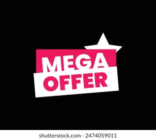 Mega Oferta Venta de Etiquetas de Comercio Electrónico Oferta de Descuento Etiquetas y Diseño Ilustración vectorial de Plantilla