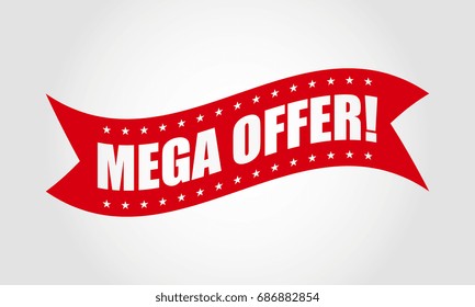 Mega offer. Red ribbons banners