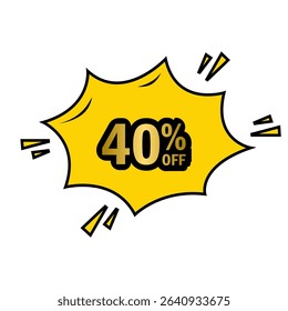 Mega Offer Sale Banner Design 40 percentage  Discount Voucher Colorful Coupon Template Shop Promotion Business Tag Retail Label Red Sticker Marketing Vector Price Symbol Clearance Background 