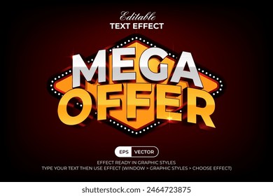 Mega Offer Text Effect 3D Curve Style. Editable Text Effect Sale Promotion Theme.