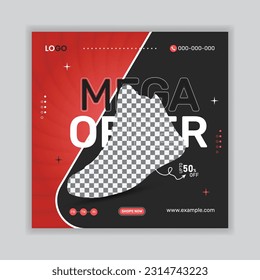 Mega offers shoe social media post design. Instagram post design or facebook ads design.