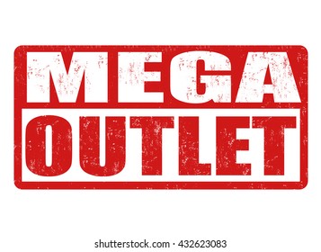 Mega outlet grunge rubber stamp on white background, vector illustration