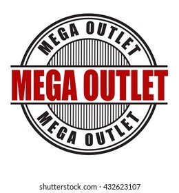 Mega outlet grunge rubber stamp on white background, vector illustration
