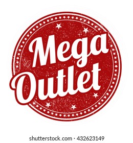 Mega outlet grunge rubber stamp on white background, vector illustration