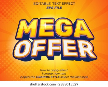 mega over editable text effect 3d font style. vector template