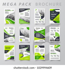 Mega Pack Abstract Brochure Design Template Flyer Set Green Color