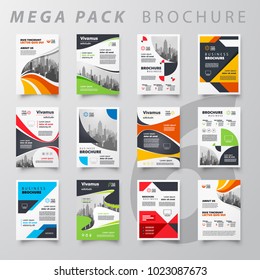 Mega pack Brochure design template flyer set, abstract business cover set
