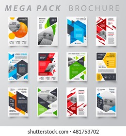 Mega pack Brochure design template flyer set, abstract business brochure size A4 template, creative cover set