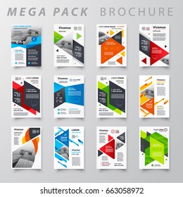 Mega Pack Brochure Design Template Flyer Set, Abstract Business Brochure Size A4 Template, Creative Cover, Trend Brochure Set