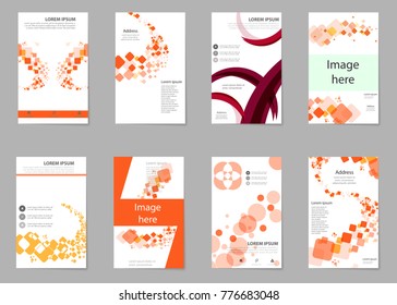 Mega pack Brochure design template in orange colors, abstract business flyer size A4 template, creative cover, trend brochure set