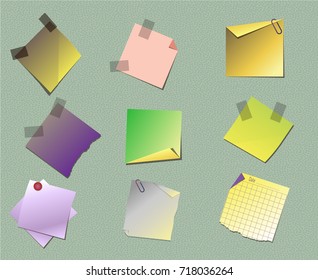 Mega pack of colored office paper stickers with shadow isolated. adhesive tape. Torn paper.
Vector illustration