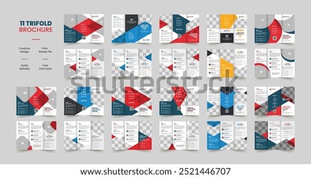 Mega pack colorful geometric trifold Brochure template, mega collection brochure design, mega set of trifold brochure template design
