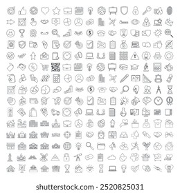 Plantilla de símbolo de conjunto de iconos de mega pack para Ilustración vectorial de logotipo de colección gráfica y de Diseño web