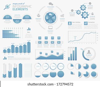 Mega pack of infographic graphs, options, elements vector