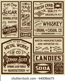 Mega pack old advertisement designs and labels - Vector illustration