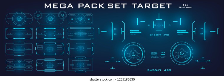 Mega pack set target. HUD futuristic user interface. Futuristic virtual graphic touch user interface.