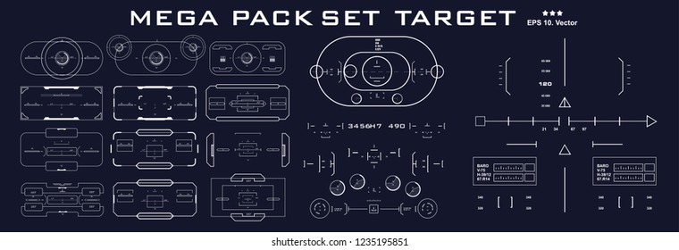 Mega pack set target. HUD futuristic user interface. Futuristic virtual graphic touch user interface.