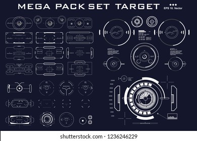 Mega pack set target. HUD futuristic user interface. Futuristic virtual graphic touch user interface.