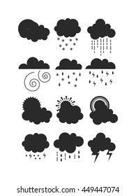 Mega pack of weather icons snow climate, sun forecast, rainy storm