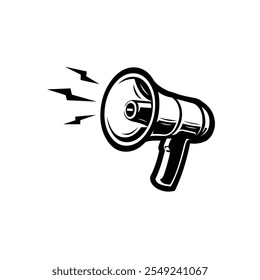 Mega Ilustración vectorial del altavoz del teléfono aislado. Silueta monocromática del altavoz del teléfono mega negro
