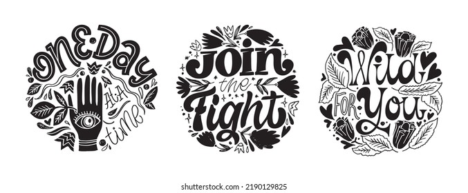 Mega poster set. Cute motivation lettering phrase postcard. Lettering banner for t-shirt design. 