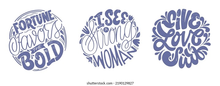 Mega poster set. Cute motivation lettering phrase postcard. Lettering banner for t-shirt design. 