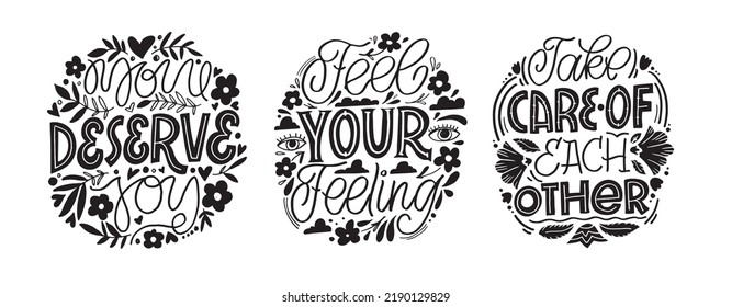 Mega juego de afiches. Postcard de la frase de la carta de motivación. Cartel para el diseño de camisetas. 