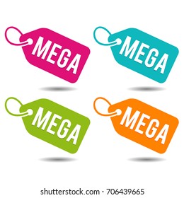 Mega price Tags. Flat Eps10 Vector Illustration.