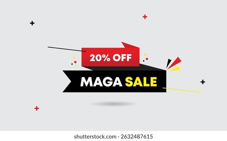 Mega Venta 20% Off Web editable diseño de Plantilla de Ilustración vectorial de Anuncio con Formas de gradiente rojo negro y fondo de negocios abstracto gris claro perfecto para promociones y diseños de marketing