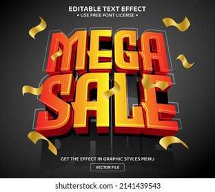 Mega sale 3D editable text effect template