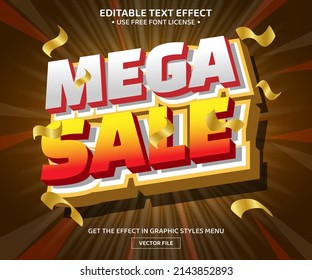 Mega sale 3D editable text effect template