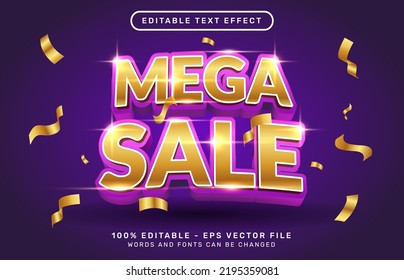 mega sale 3d editable text effect with light color template