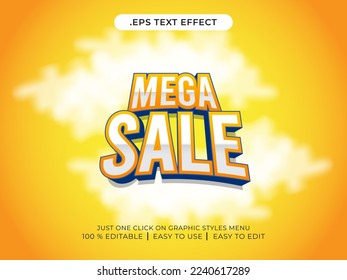 Mega Sale 3D editable text effect style, or Branding, Mockup, Social Media Banner, Cover, Book, Games, Title.