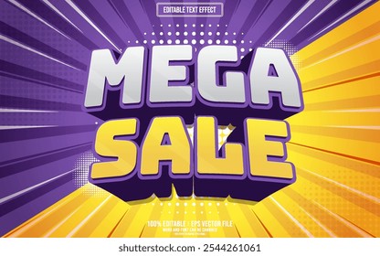Mega venta 3D editable efecto de texto